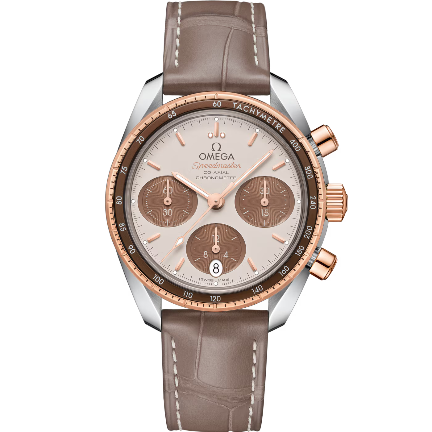 Omega Speedmaster 38 mm gold on leather strap 